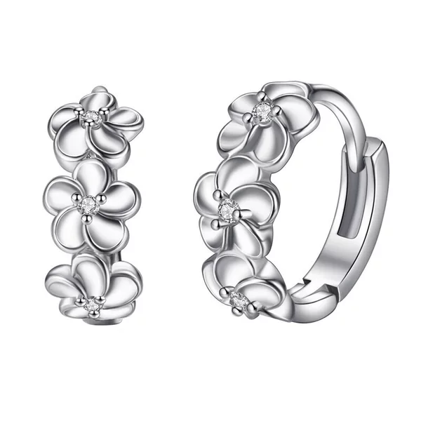 Yibaijia Camellia earrings plum earrings all-match fashion Diamond-embedded fresh flower earrings ear jewelry wholesale