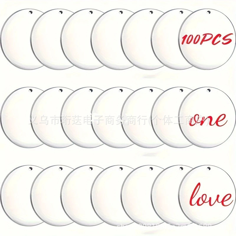 100Pcs Transparent Acrylic Round with Hole DIY for Vinyl Painting Keychain and Handicraft 100Pcs Transparent Acrylic Round with Hole DIY for Vinyl Painting Keychain and Handicraft