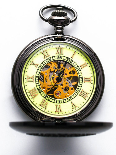 Amazon foreign trade best-selling classic hollow large floral semi-automatic mechanical pocket watch flip retro mechanical watch wholesale