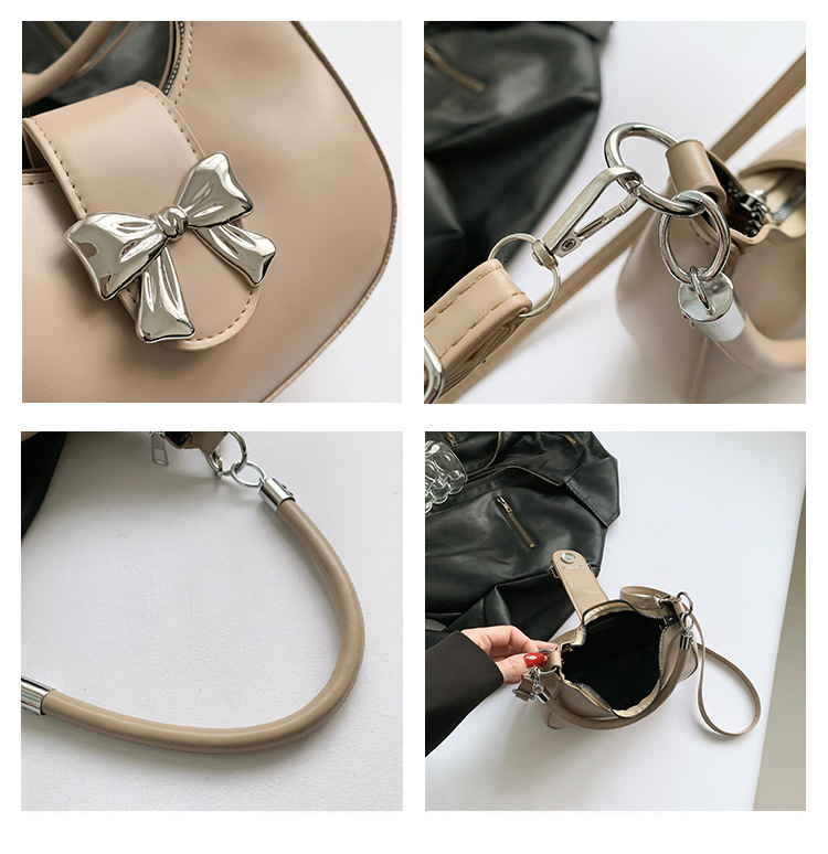 Borsa a spalla da donna versatile con fiocco e catena alla moda_voghion.com