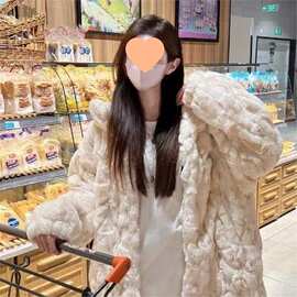羊羔毛绒外套女2025秋冬新款加厚中长款兔毛小香风棉服外套大衣