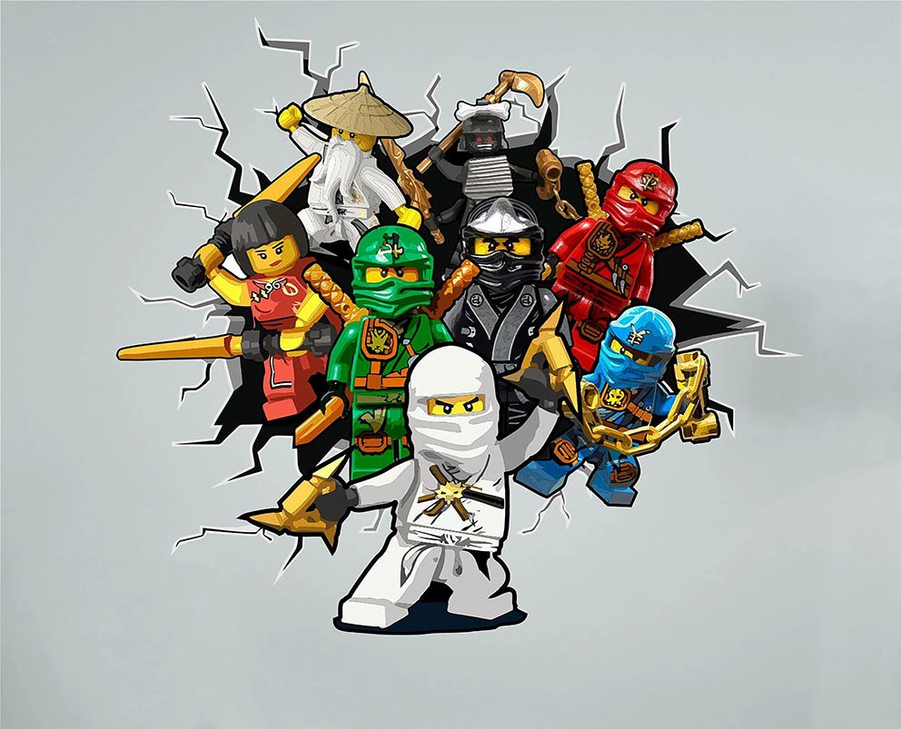 Фотозона (Lego Ninjago) баннер для праздника, тонкая ткань 150×100–300×300 см, разные цвета