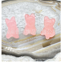 天然石水晶天然卡通把玩雕刻件吉祥物摆件小奶狗小狗工厂批发文玩