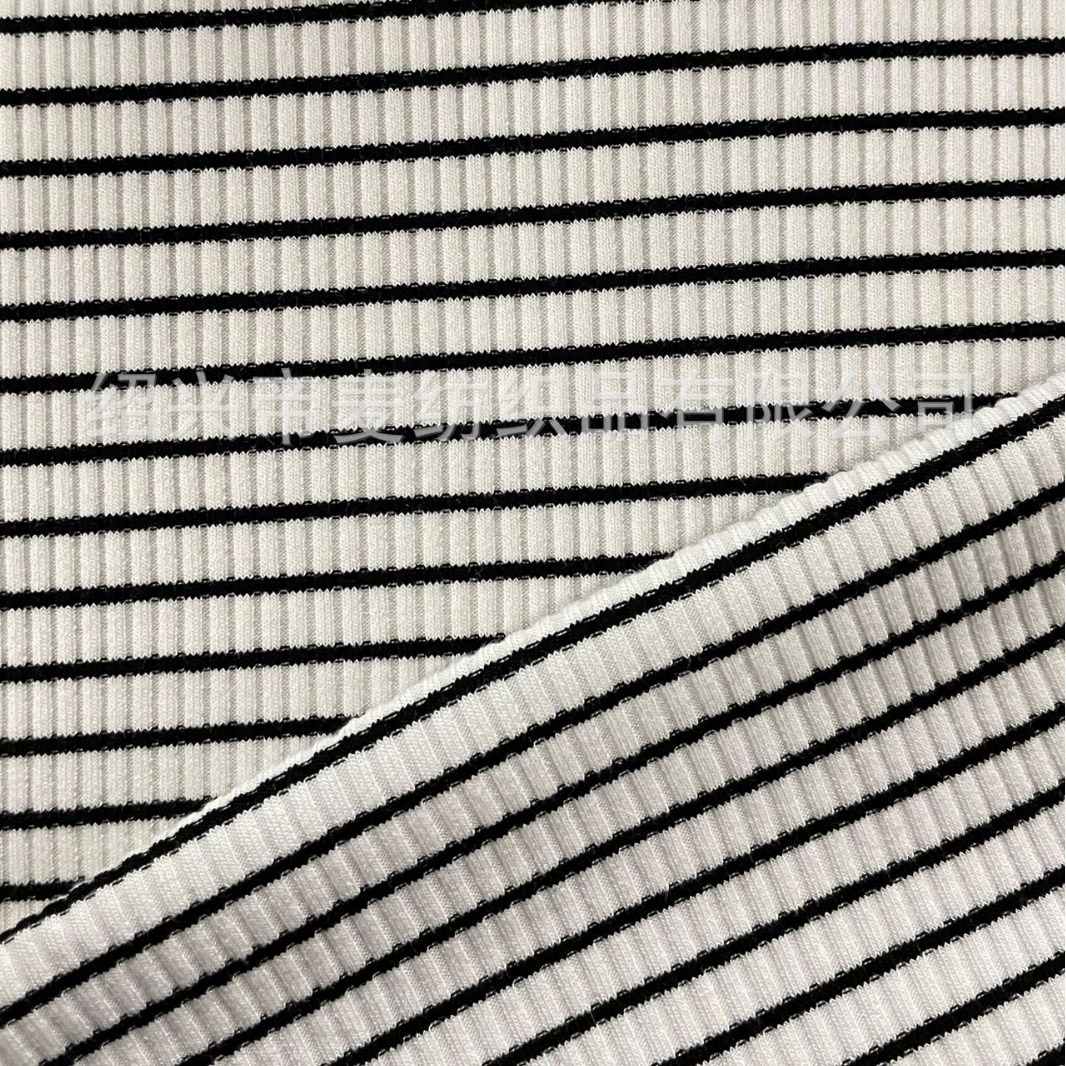 粘氨纶色织条螺纹春秋女装打底连衣裙罗纹面料