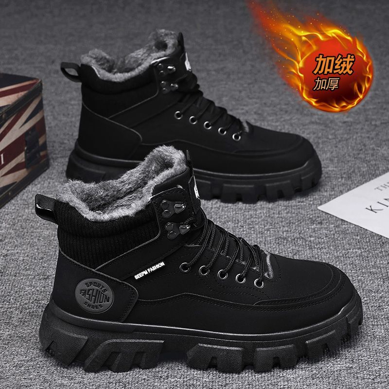 Martin botas para hombres otoño y invierno alto estilo británico botas de arroz para hombres con zapatos de algodón grueso al aire libre botas impermeables image 5
