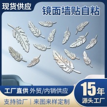 跨境亚克力墙贴羽毛贴客厅卧室墙面创意自贴电视沙发背景墙壁饰