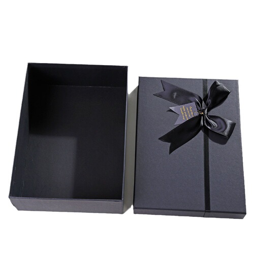 Gift box ins rectangular bow Christmas gift box empty box heaven and earth cover lipstick birthday gift packaging box