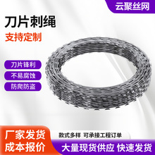 刀片刺绳监狱围墙螺旋式刀片刺绳学校围墙防护滚筒铁蒺藜刺丝