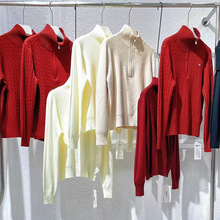 25冬SHIAO半领拉链短款羊毛衫直播间流量品牌大版型女装库存尾货