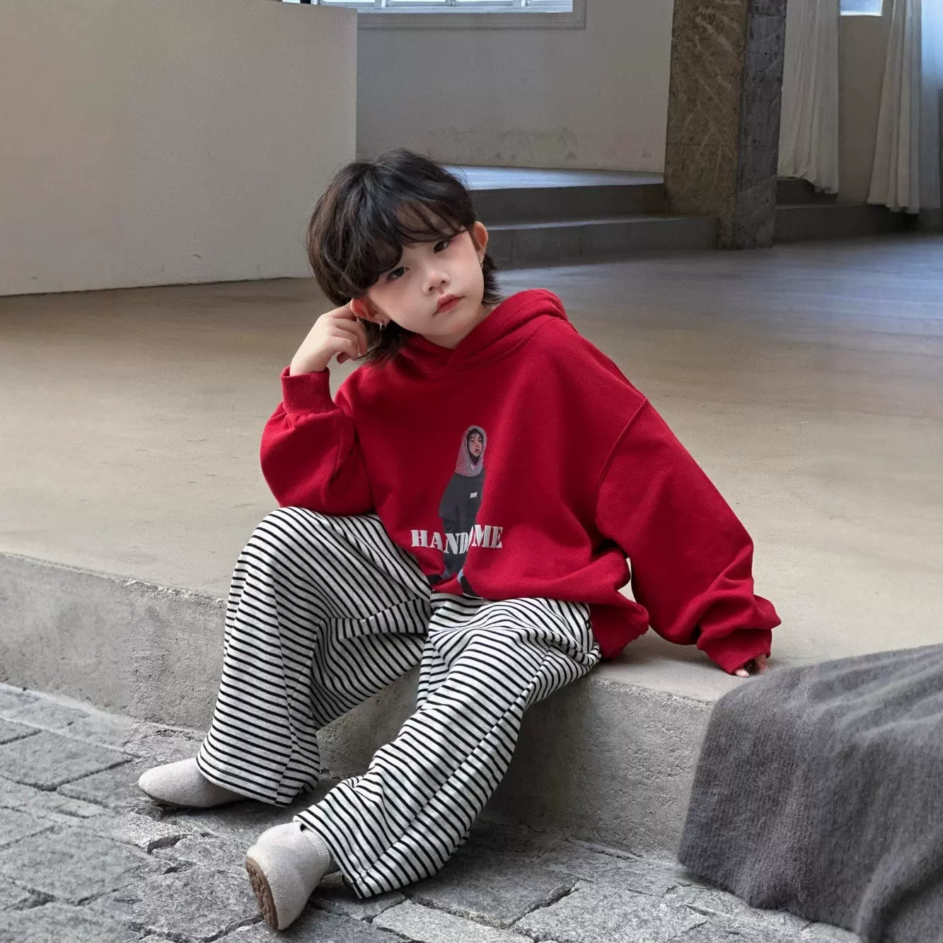 男女童重磅带帽卫衣外套韩国秋冬款宝宝洋气印花数码直喷连帽上衣