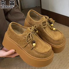 牛皮全包勃肯鞋子女袋鼠鞋2025秋季新款松糕厚底增高女鞋乐福单鞋