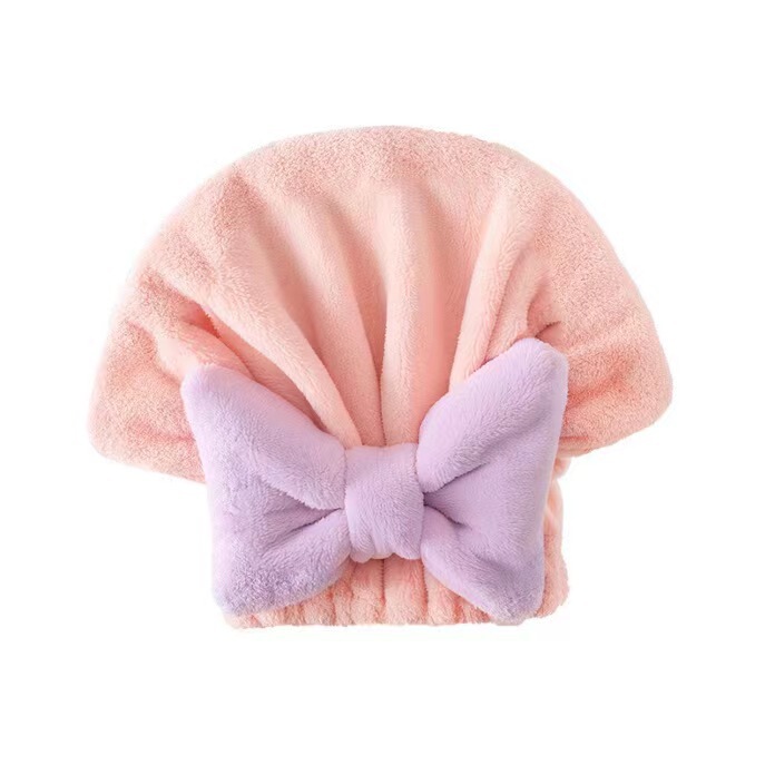 蝶結びプリンセスハット、厚みのあるコーラルベルベット、速乾性、吸水性、ヘアドライタオル、ヘッドラップ、ターバン、シャンプー、シャワーキャップ、ドライヘア|undefined