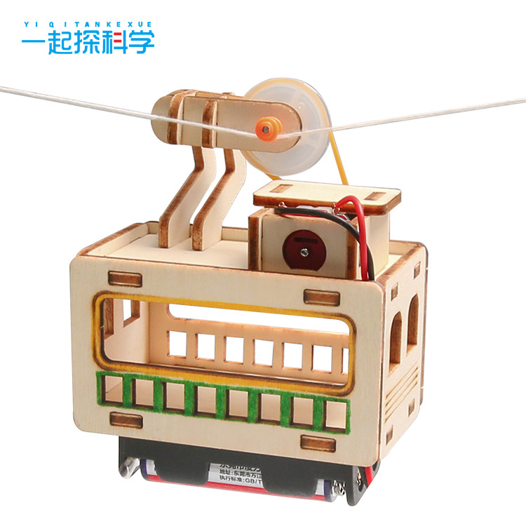diy Wooden Outdoor Sightseeing Cable Car Sightseeing Car Technology Small Making Small Invention Science Experiment Model Toy