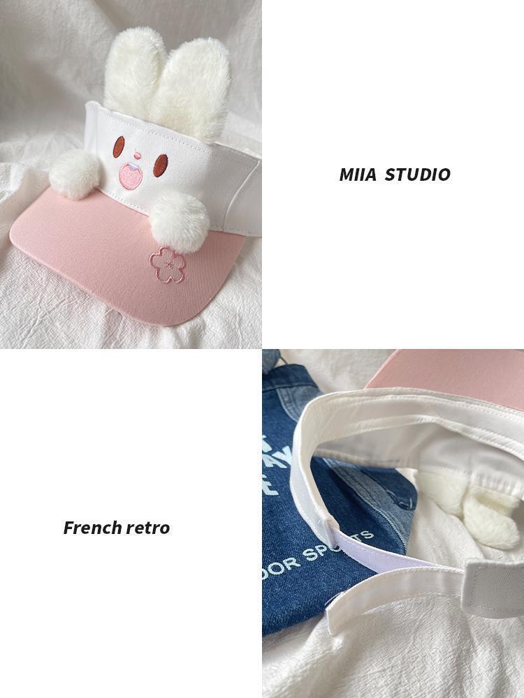 Sweet and Cute 3D Ears, Puppy Bunny, Summer Empty Top Children's Vacation Sunscreen Sun Hat, Sunshade Hat_voghion.com
