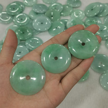 跨境天然缅甸翡翠A货带色大平安扣 玉器工艺品翡翠平安扣玉石吊坠