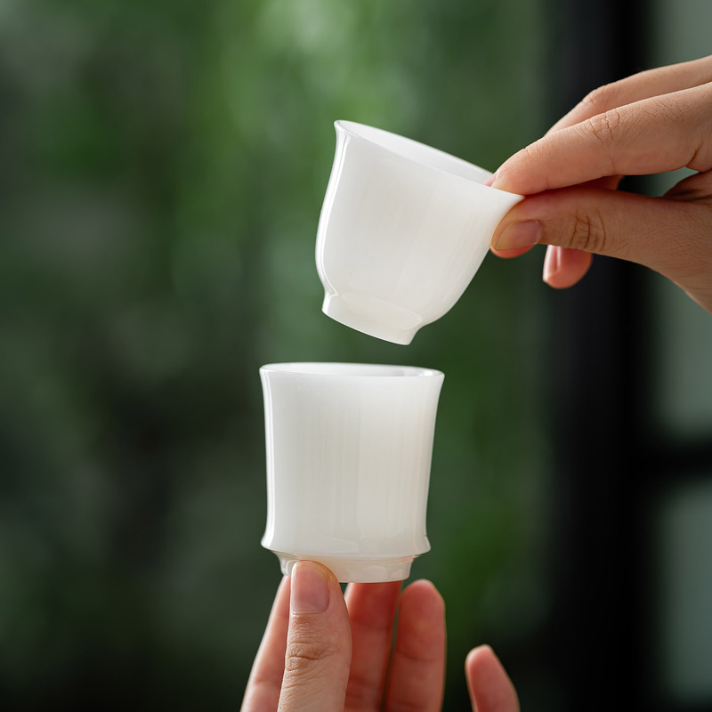 冰种羊脂玉功夫茶杯陶瓷璞玉品茗杯中国白茶碗德化白瓷喝茶小杯子|undefined