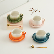 高颜值咖啡杯带碟子套装情侣对杯陶瓷高级感拿铁拉花高档精致杯子