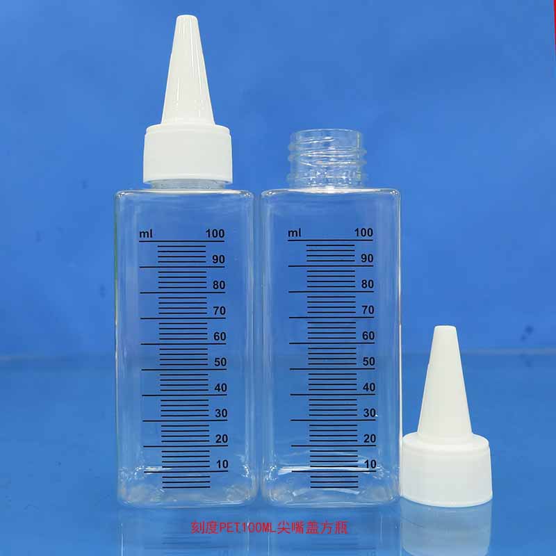 刻度PET100ML尖嘴盖方瓶6