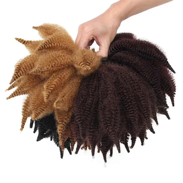 Caterpillar de fibra química de cola punta Afro kinky curly crochet cabello pelucita pelucita pelucita de crochet cabello
