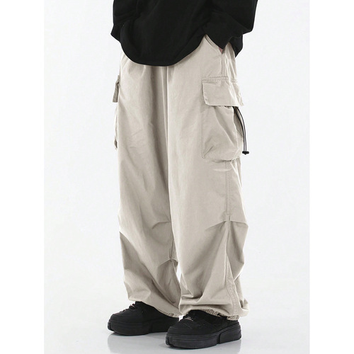 Cross-border men's work casual pants for spring and autumn, new straight-leg utility pants with multiple pockets, loose trendy versatile long pants