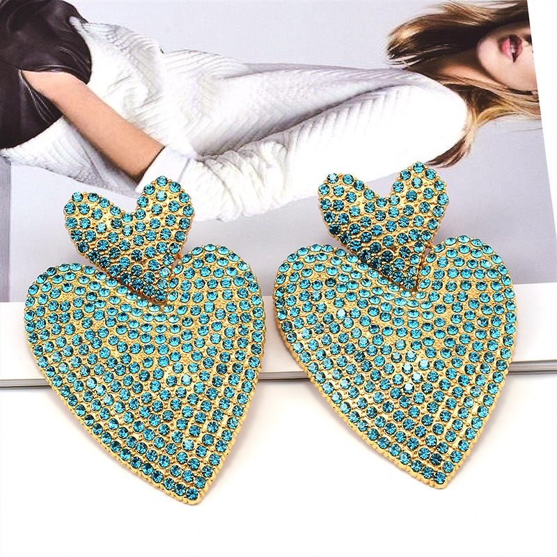 Heart Shape Pattern Women'S Gender Plating, Inlay Design 1 Pair Glam Shiny Heart Shape Plating Inlay Alloy Artificial Diamond Drop Earrings