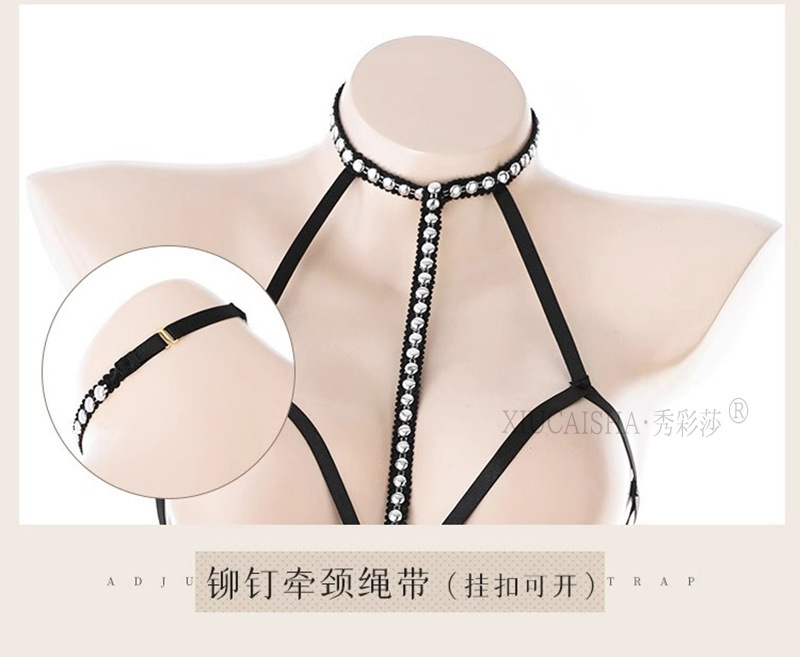 Open-Crotch Tulle Roleplay Lingerie Set with Jacket and Bodysuit, One Size — detail image 10