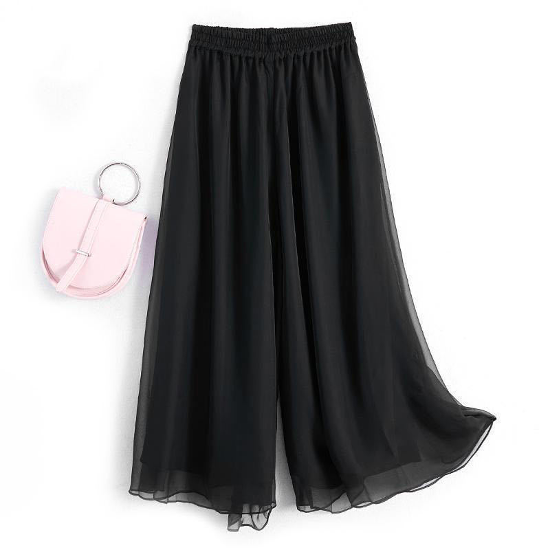 Black shiffon casual trousers