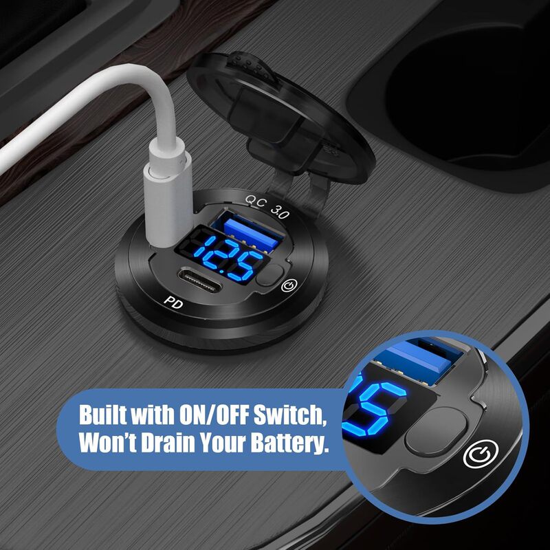 車の充電器 25 車の急速充電充電改造車の充電器マルチ USB インターフェースの組み合わせデジタルディスプレイ車の充電器|undefined