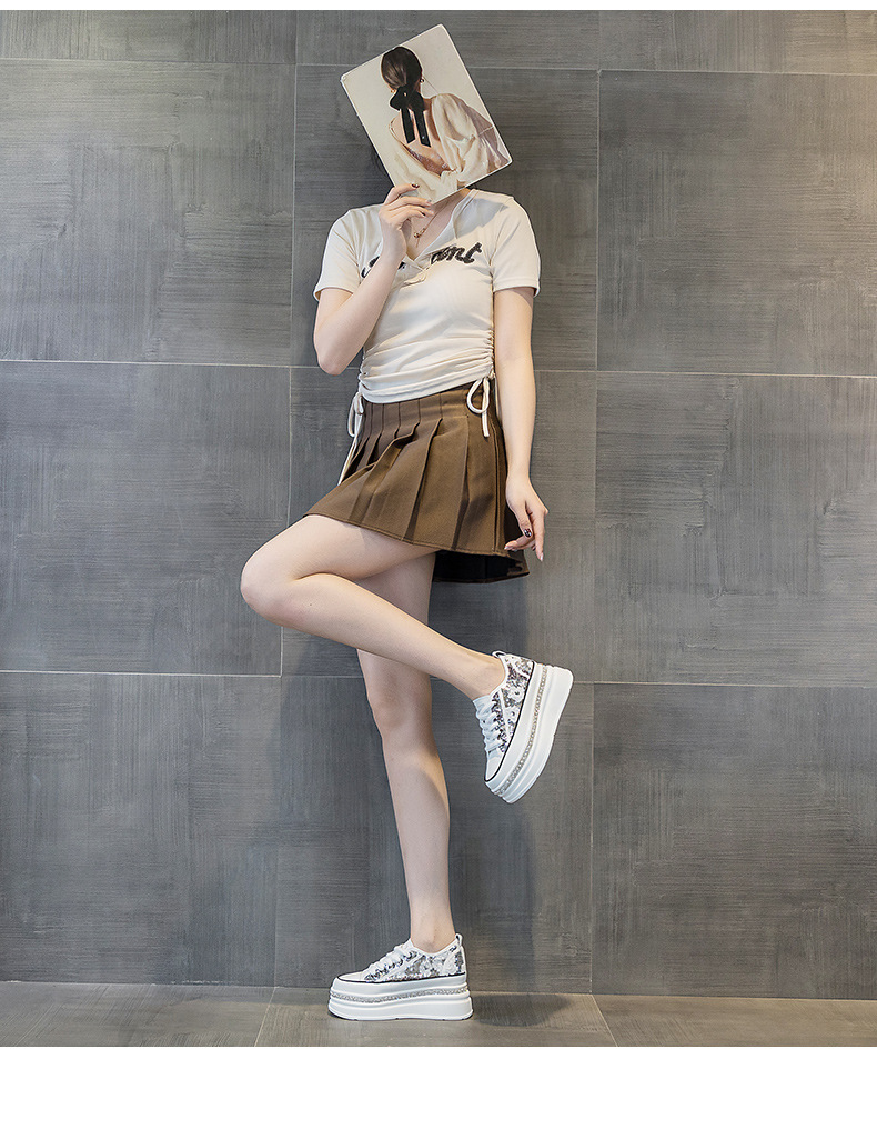 Giày sneaker nữ đế dày tăng chiều cao đính sequin phong cách tân Trung Hoa — M2577 tím đen, M2577 màu bạc, M2577 màu hồng chi tiết 10