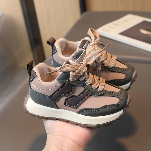 Spring children's shoes wholesale boys' leather anti-kick sneakers 1-6 years old girls' soft-soled dad shoes wholesale