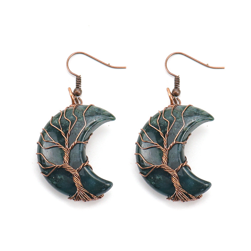 Simple Style Moon Natural Stone Copper Plating Drop Earrings 1 Pair display picture 9