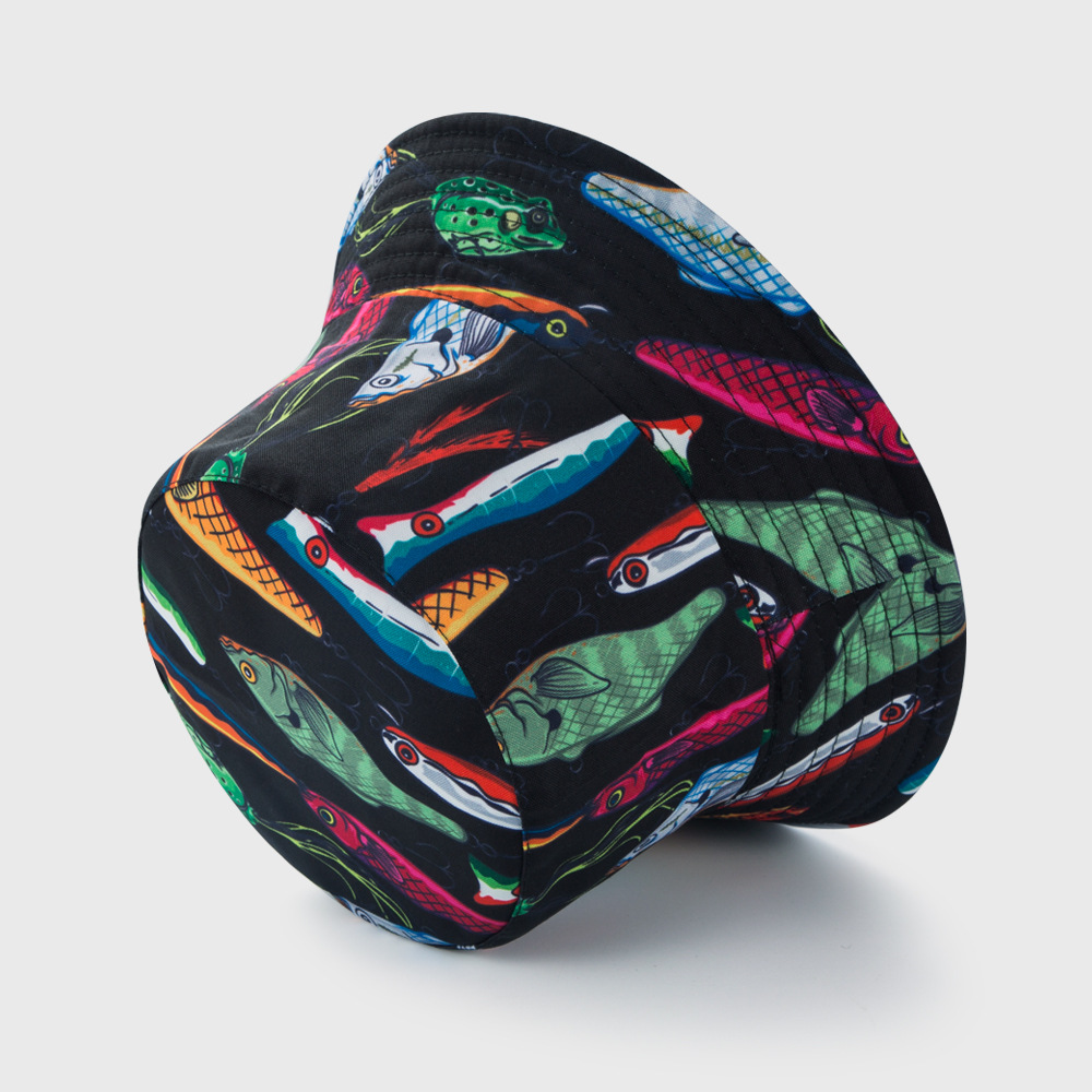 120g Weight Housewarming, Anniversary, Business, Wedding, Outdoor, Travel, Birthday, Festival, Sports, Shopping Occasion Cotton Material Graffiti Pattern Unisex Gender Fashion Style One Size Size New Fisherman Hat Personality Simple And Colorful Wild Flat Top Double-sided Can Wear Basin Hat 3