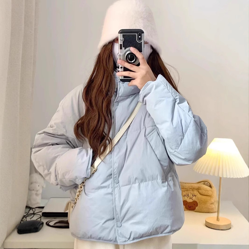 Milk-Colored Age-Reducing 2025 New Korean Style Short down Jacket for Women, White Duck Down, Petite Fashion Blue Coat