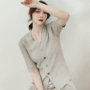 v领2023坑条桑蚕丝开衫