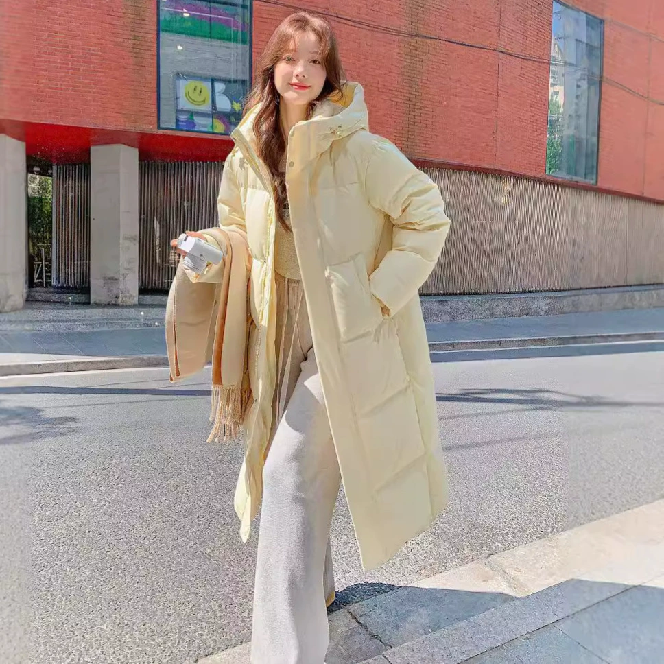 Высококачественный женский длинный пуховик, женский удлиненный выше колена, новинка 2025 года, утолщенная свободная пара, зимняя верхняя одежда для волос