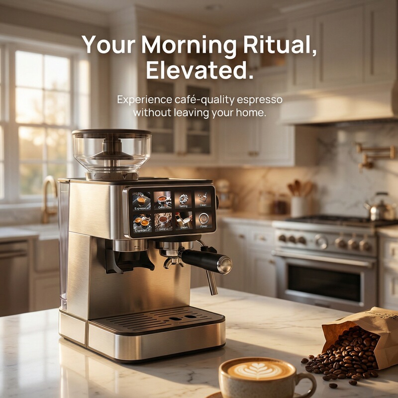 Cross-Border European Standard Fully Automatic Coffee Machine with Integrated Grinder, Italian Espresso Machine, Milk Frother, Hot Extraction