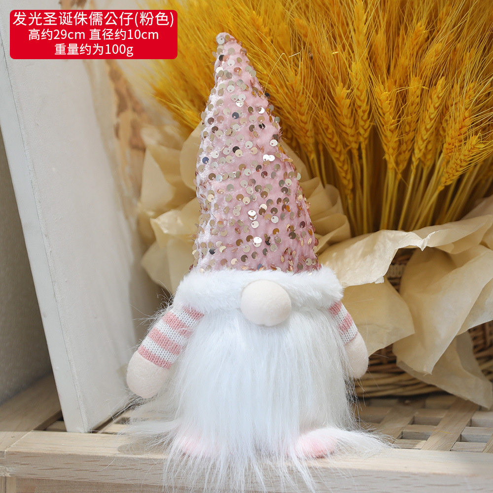 Transfronterizo luminoso Rudolf adornos de Navidad estilo europeo simple muñeca de tela Santa Claus/muñeco de nieve