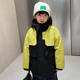 儿童秋冬洋气潮牌新款棉服男女款大童新品冬款外套加厚保暖冲锋衣