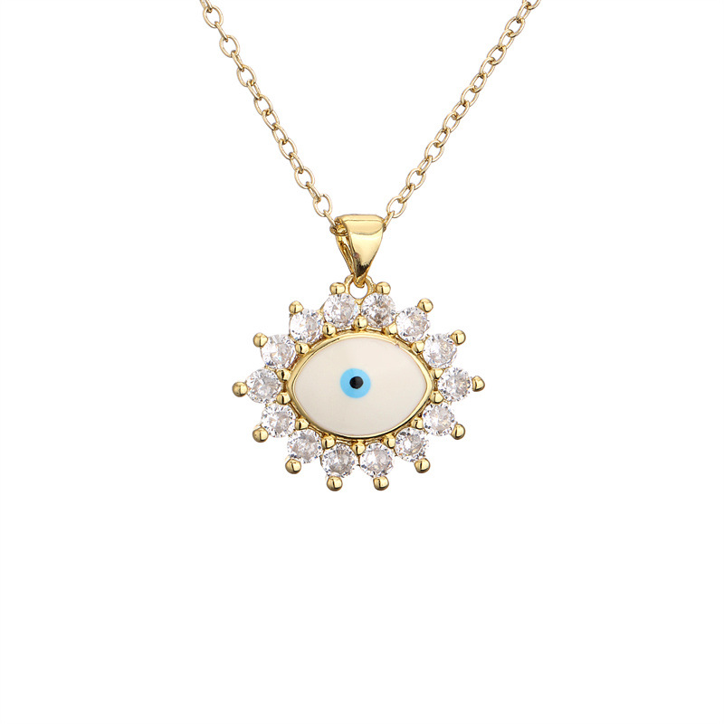 Fashion Devilu0027S Eye Copper Necklace Inlay Zircon Copper Necklaces