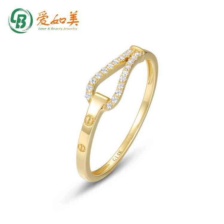 Japanese And Korean Light Luxury Compact Geometric Double Buckle Infinite Love14 KGold Ring Women's Simple Geometric White Zirconium Gold Bracelet
