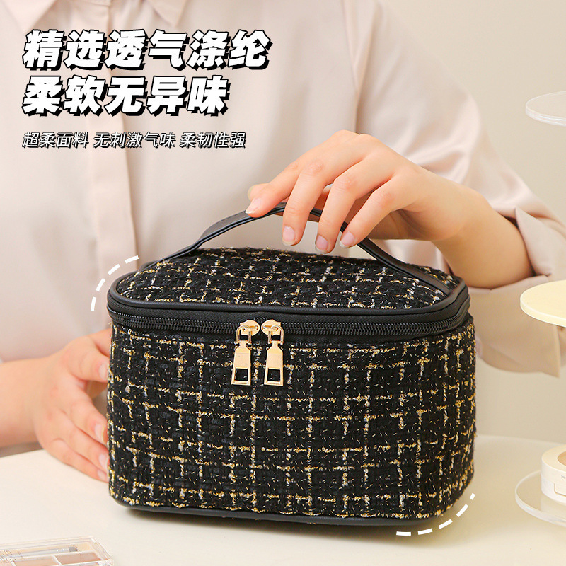 新品ポーチ小香风大容量高级感レトロポータブルハンディ化粧洗面バッグ収纳バッグレディース|undefined