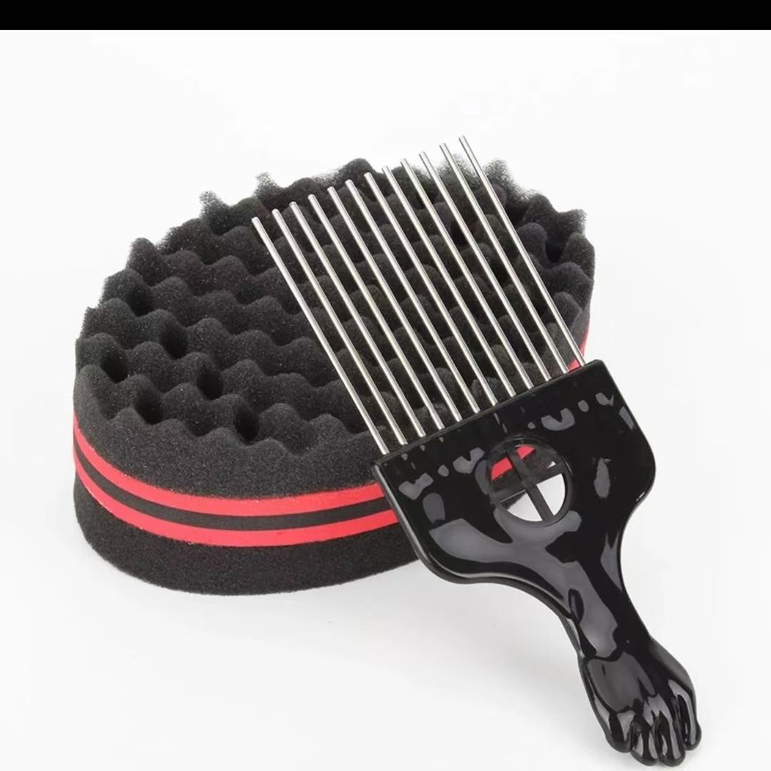 1 peine de horquilla de aguja de acero con 1 agujero de esponja negra