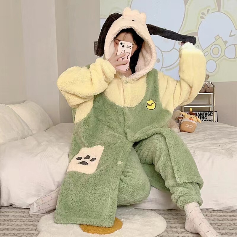 秋冬のベルベットの暖かいサンゴのベルベットのパチャ犬の寝衣の家の服の美楽ティのモンスターのパジャマは代行できます。|undefined
