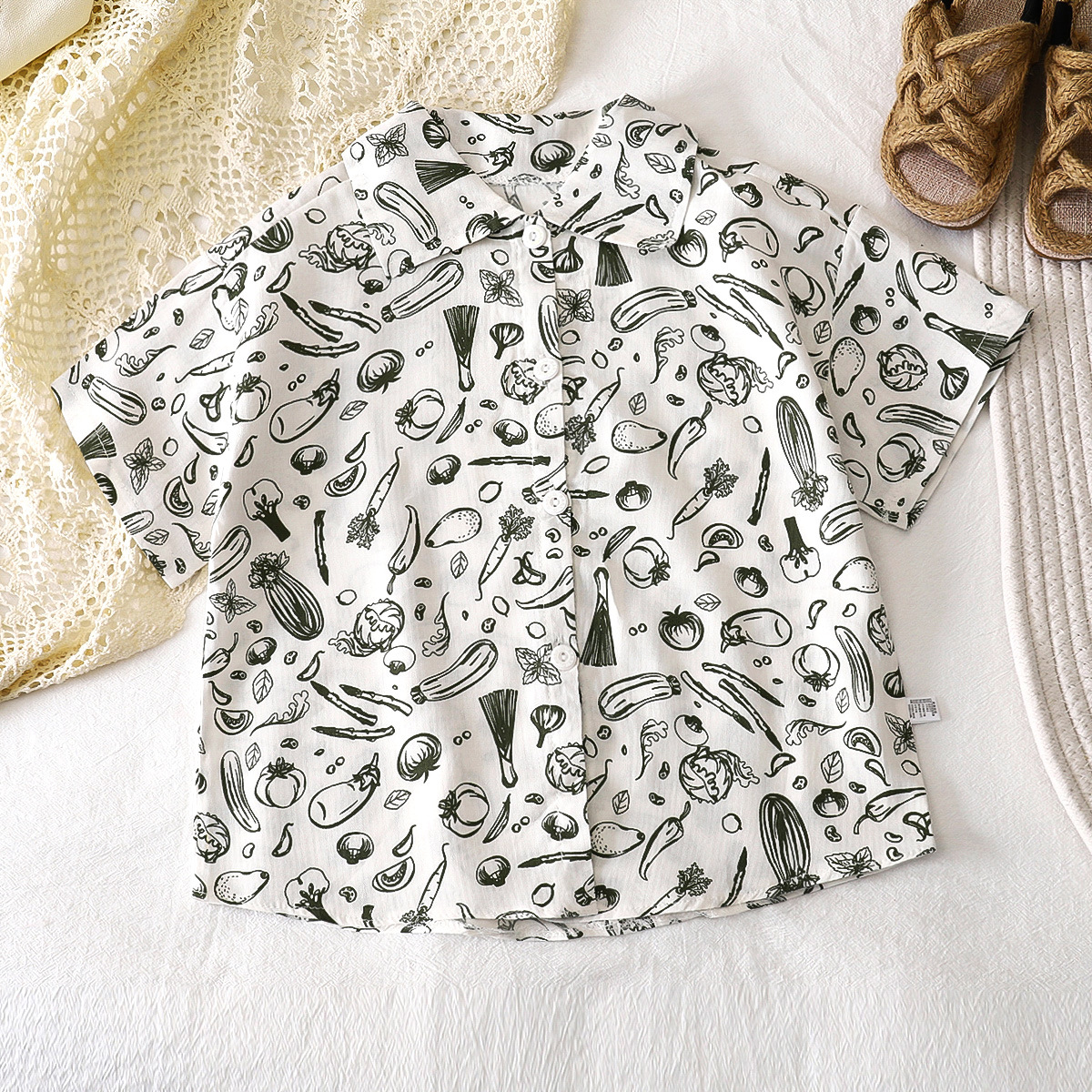 Camisas para niños verano algodón nuevo estilo niño coreano camisa de bebé de manga corta floral top para niños ropa para niños al por mayor