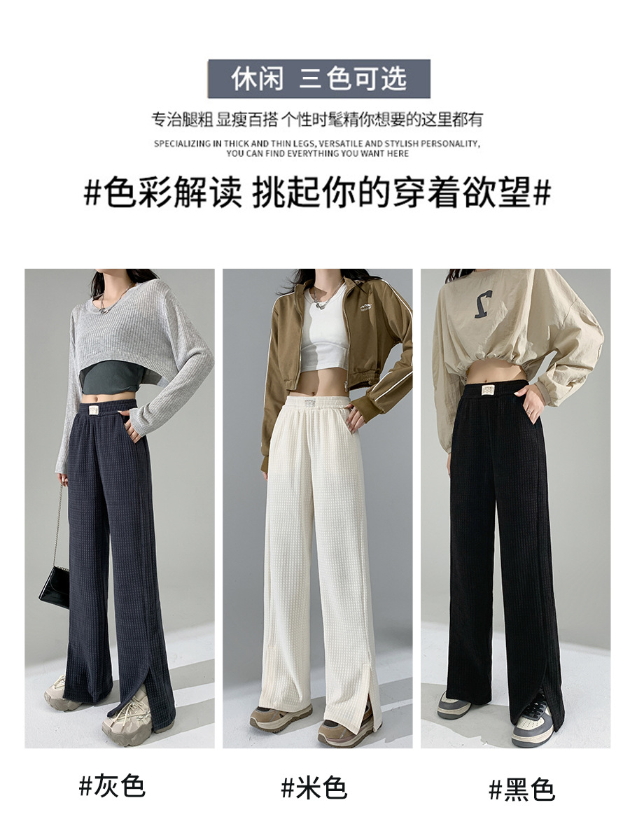 Pantalones casuales para mujer, cintura alta, pierna recta image 4