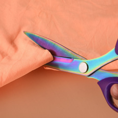 Household stainless steel sewing shears for cutting cloth and clothing, PU leather scissors with titanium process, wholesale cross-border