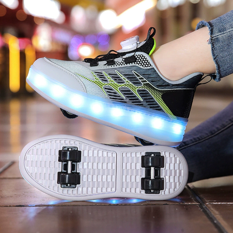 Детские Heelys с 4 колёсами и подсветкой, светящиеся роликовые кроссовки для мальчиков и девочек, размеры 28–40