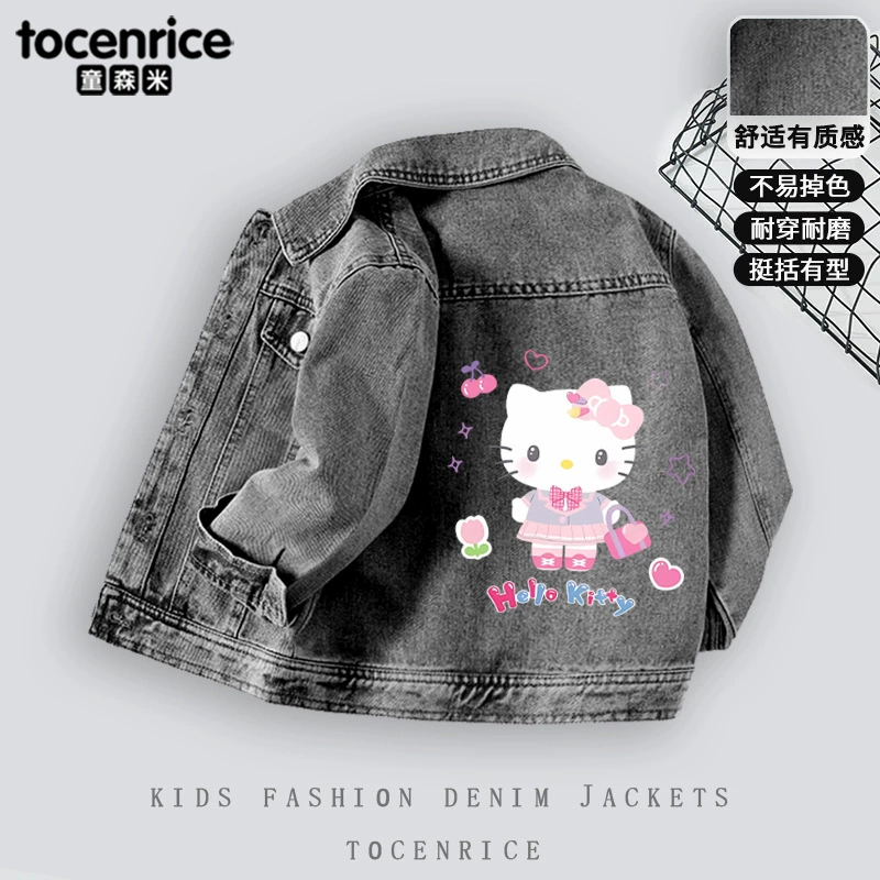 Клубничная Hello Kitty, осенняя термобелье, ретро джинсовая куртка