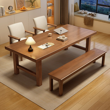 实木大板桌家用去客厅化大长书桌简易办公桌工作台多人阅读学习桌