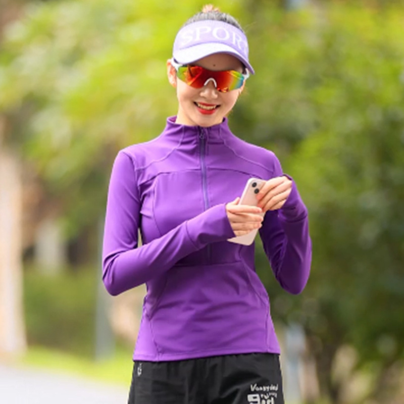 Autumn and Winter Stand-Up Collar Half-Zip Outdoor Running Training Sports Fitness Training Clothing Pocket Jacket C001 Windproof